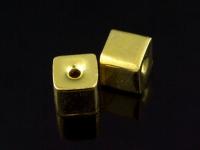 KG-107 24K gold vermeil Karen hill tribe handmade silver 2 plain cube bead 