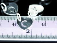 3KH-087 Thai karen hill tribe handemade silver white 6 initial die cut heart charm