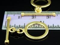 KG-287 24K gold vermeil 3 thai karen hill tribes handmade silver plain round toggle