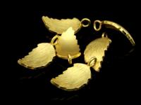 KG-461 24K gold vermeil Karen hill tribe handmade silver 2 brush curved leaf charm 