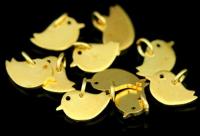 KG-546 Thai karen hill tribe silver 8 gold vrmeil small die cut bird shape charm