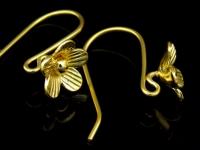 KG-487 Thai karen hill tribes handmade 24K gold vermeil over silver pair wild flower earring 