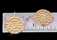 KZ-236 Thai karen hill tribe handmade silver 2 rose gold vermeil medium hammered om sign disc charm