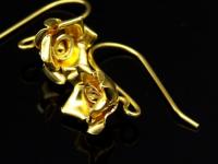 KG-494 Thai karen hill tribes handmade 24K gold vermeil over silver pair wild flower rose earring 