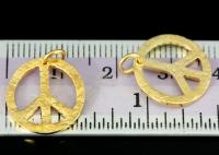 KG-554 Thai karen hill tribes handmade silver 4 gold vermeil rough stone texture peace sign charm