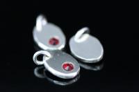 8KH-126 thai karen hill tribe silver 1 pebble charm open jump ring with swarovski crystal birthstone(Jan:Siam ruby)