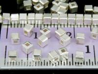 KL-026 Thai karen hill tribe handmade silver 55 mini plain cube bead