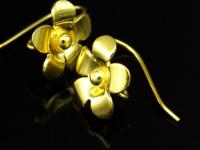 KG-496 Thai karen hill tribes handmade 24K gold vermeil over silver pair wild flower earring 