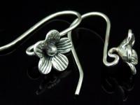 6KH-015 Thai karen hill tribe hanamade silver black & black pair wild flower earring 