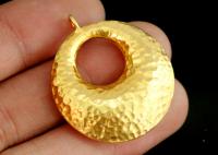 KG-271 Thai karen hill tribe silver 1 gold vermeil hammered puffed crescent charm
