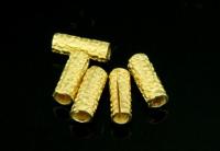 KG-079 Thai karen hill tribe silver 20 gold vermeil stardust texture tube bead