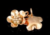 KZ-245 Thai karen hill tribe handmade silver 2 rose gold vermeil medium wild flower charm