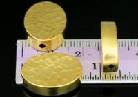 KG-041 Thai karen hill tribe silver 2 gold vermeil hammered cylinder oval shaped bead