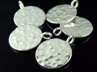 3KH-055 Thai karen hill tribe handmade silver 2 hammered round disc charm ( Single side)