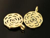 KG-020 24K gold vermeil 1 thai karen hill tribes handmade silver Tracery flower disc charm