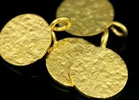 KG-552 Thai karen hill tribe silver 2 gold vermeil large rough stone texture charm 