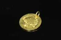 KG-575 thai karen hill tribe handmade silver 2 gold vermeil tree stamp round disc charm
