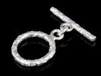 KR-045 Thai karen hill tribe handmade silver 2 nick round toggle