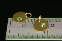 KG-586 thai karen hill tribe silver 1 gold vermeil round disc charm open jump ring with swarovski crystal birthstone(Aug:Peridot)