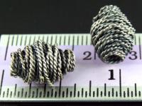 8KH-013 Thai karen hill tribe handmade silver 2 black&white twist wire bead