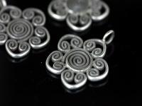 2KH-049 thai karen hill tribe silver 1 swirl wire flower charm