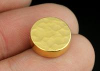 KG-566 Thai karen hill tribe silver 2 gold vermeil hammered cylinder round shaped bead