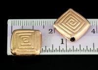 KZ-227 Thai karen hill tribe handmade silver 2 rose gold vermeil line printed square bead