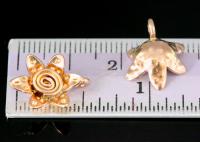 KZ-246 Thai karen hill tribe handmade silver 2 rose gold vermeil medium wild flower charm