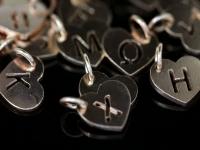 KZ-256 Thai karen hill tribe handmade silver 6 rose gold vermeil initial die cut heart charm