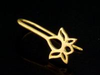 KG-514 Thai karen hill tribes handmade 24K gold vermeil over silver pair lotus diecut earring hook