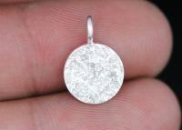 3KH-132 Thai karen hill tribe handmade silver 2 small rough stone texture charm 