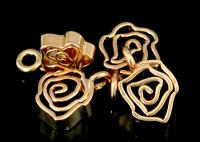 KZ-224 Thai karen hill tribe handmade silver 4 rose gold vermeil flower charm