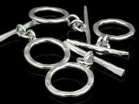 KR-036 Thai karen hill tribe handmade silver 2 hammered round hoop toggle