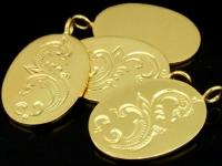 KG-311 24K gold vermeil thai karen hill tribes handmade silver 2 thai style engrved oval disc charm