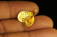 KG-606 24K gold vermeil Karen hill tribe handmade silver 2 fancy flower heart shape charm