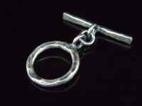 8KH-029 Thai karen hill tribe handmade silver 3 black&white hammered round toggle