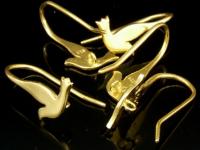 KG-510 Thai karen hill tribe handmade 24k gold vermeil silver pair bird diecut earring hook