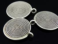 4KH-053 Thai karen hill handmade silver 2 spiral print rount dish charm