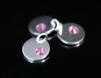 8KH-123 thai karen hill tribe silver 1 round disc charm open jump ring with swarovski crystal birthstone(Oct:Rose)