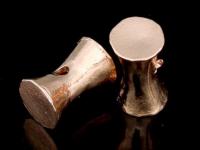 KZ-095 24K rose gold vermeil thai karen hill tribe handmade silver 2 plain drum shape bead 