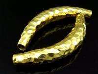 KG-218 24K gold vermeil Karen hill tribe handmade silver 1 hammered huge curved tube bead