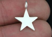 3KH-125 Thai karen hill handmade silver 4 Mini die cut star shape charm 12.0 mm