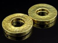 KG-307 Thai karen hill tribe silver 1 gold vermeil hammered round coin bead