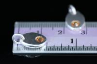 8KH-136 thai karen hill tribe silver 1 pebble charm open jump ring with swarovski crystal birthstone(Nov:Topaz)