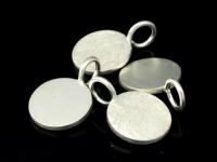 7KH-078 Thai karen hill tribe handmade silver 2 brush round disc charm