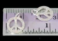 7KH-099 Thai karen hill silver 4 rough stone texture peace sign charm