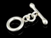 KR-016 Thai karen hill tribe handmade silver 3 small plain round toggle