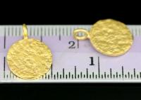 KG-551 Thai karen hill tribe silver 4 gold vermeil medium rough stone texture charm