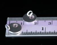 8KH-119 thai karen hill tribe silver 1 round disc charm open jump ring with swarovski crystal birthstone(Jun:Light Amethyst)