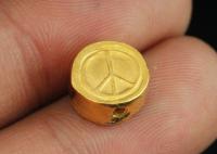 KG-110 Thai karen hill tribe handmade silver 2 gold vermeil peace sign cylinder shaped bead